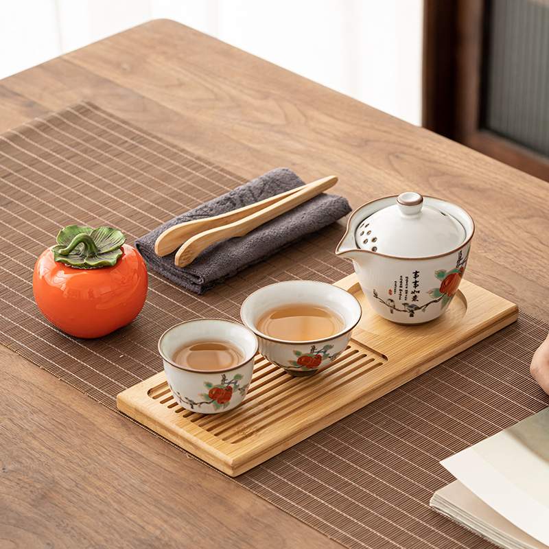旅行茶具套装家用中式一壶二杯便携陶瓷小套快客杯汝窑