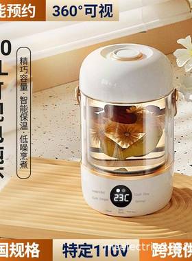 110V220V550ML透明可视5档温度可调多烹饪模式保温预约养生杯养身