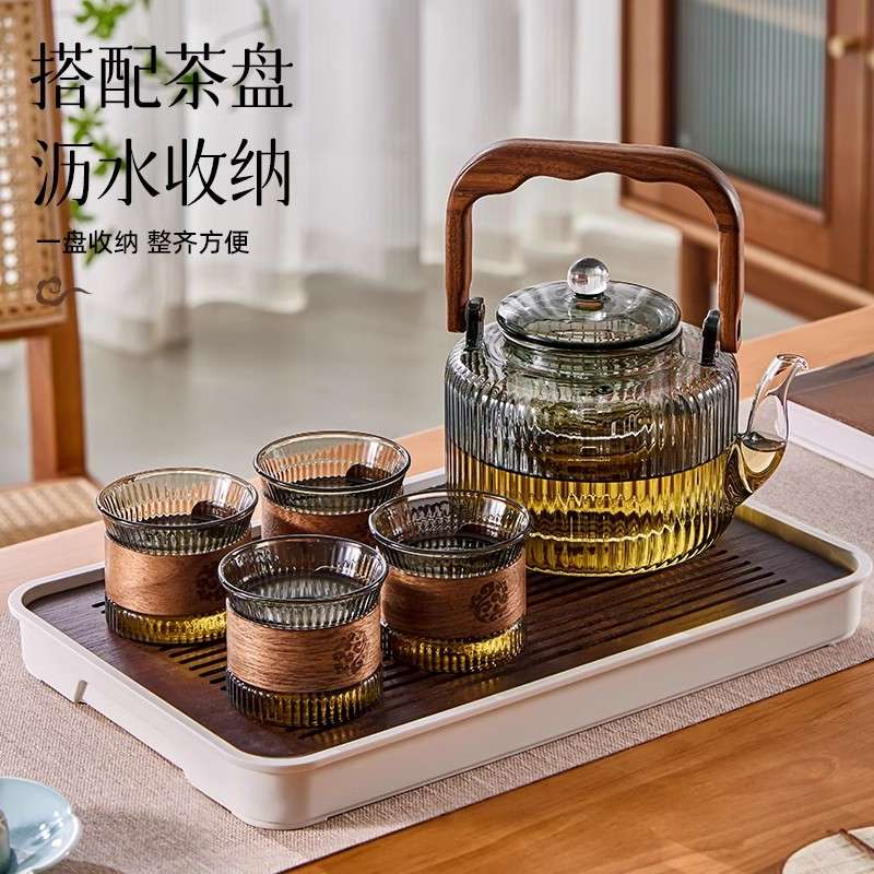 玻璃茶壶蒸煮一体过滤泡茶壶家用智能提梁烧水壶电陶炉煮茶器套装