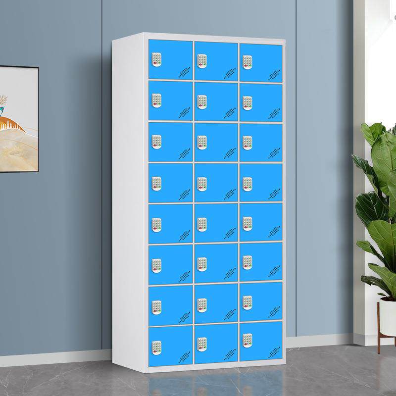 蓝白色钢制更衣柜单位储物柜学校收纳柜健身房换衣柜多功能寄存柜