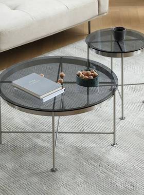 北欧Caleb创意钢化玻璃茶几意式小户型现代简约设计师大小圆茶几