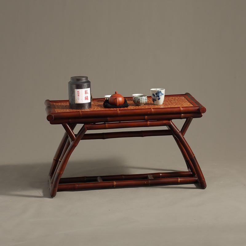 红竹制茶室小桌子明式香道桌仿古茶桌做旧明清古典家具