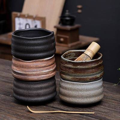 陶瓷抹茶碗套装家用打抹茶工具日式粗陶点茶碗配件百本立茶筅立组
