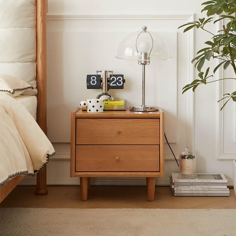 北欧樱桃木床头柜带抽屉卧室收纳储物柜子小户型带抽屉家用床头柜