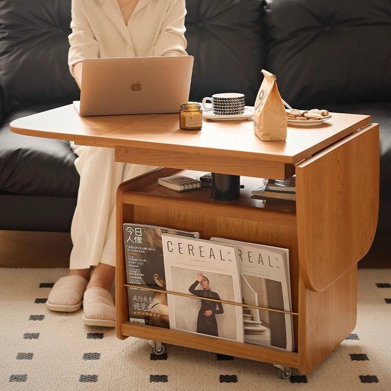 实木升降折叠移动茶几客厅小户型沙发家用推车茶桌餐桌多功能两用