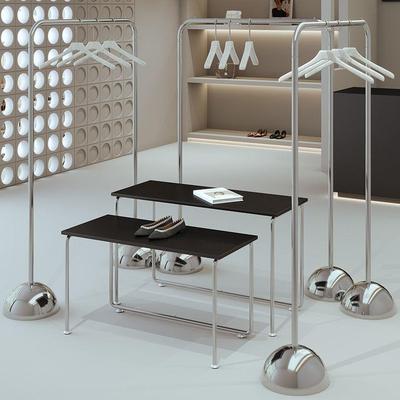 服装店中岛子流水台挂衣架女装店专用货架展示架不锈钢落地陈列架