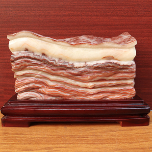 饰雕刻石摆件 8cm8482g五花肉桌面装 天然石材奇石摆件猪肉石31