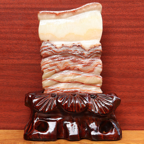 天然石材奇石摆件猪肉石12*18*2cm843g五花肉桌面装饰雕刻石摆件