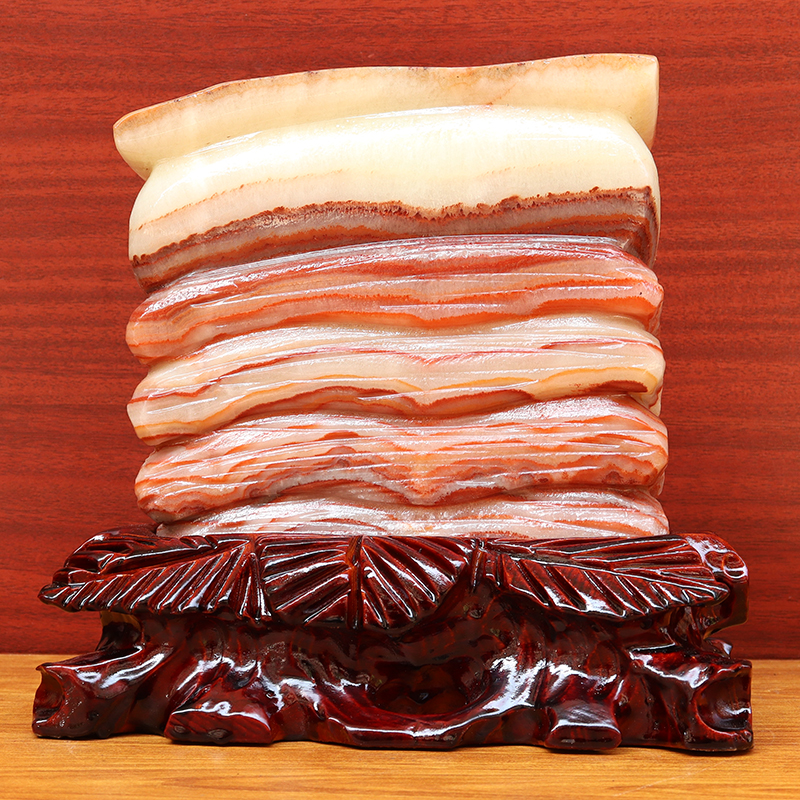 天然石材奇石摆件猪肉石20*19*6cm3530g五花肉桌面装饰雕刻石摆件