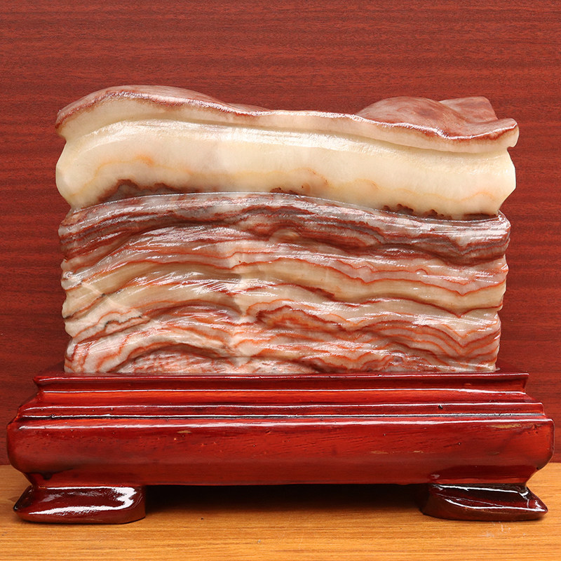 天然石材奇石摆件猪肉石26*21*9cm9155g五花肉桌面装饰雕刻石摆件