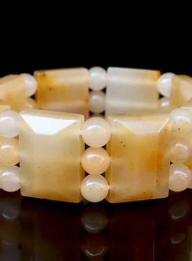 天然玉石手链 桂林鸡血玉石25*18*9mm 81g上朗玉化手串把玩饰品