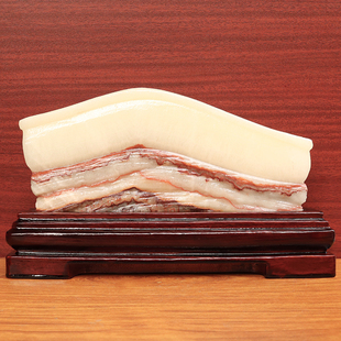 天然石材奇石摆件猪肉石28*17*2cm2290g五花肉桌面装饰雕刻石摆件