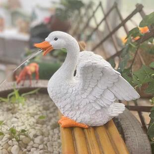 天鹅喷水树脂摆件庭院阳台假山池塘鱼缸造景装饰品空调出水管外接