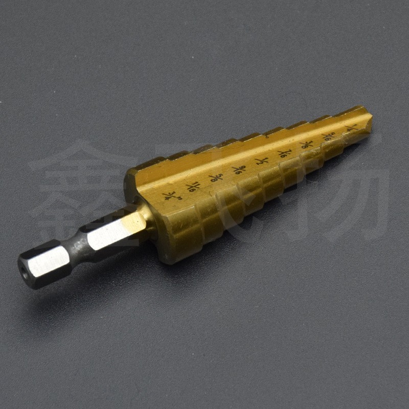 六角柄直槽英制镀钛阶梯钻3/16-1/2,1/4-3/4,1/8-1/2宝塔钻