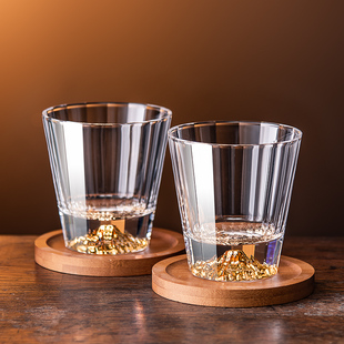 高颜值富士山威士忌酒杯创意星芒洋酒杯子水晶白兰地杯啤酒杯家用