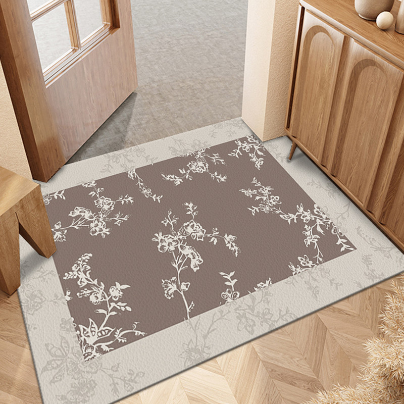 复古棕色进门地垫入户门垫PVC可擦免洗皮革脚垫门口门厅玄关地毯