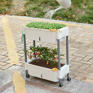 多层花架置物架阳台客厅种菜室内多肉绿萝花盆家庭蔬菜可移动带轮