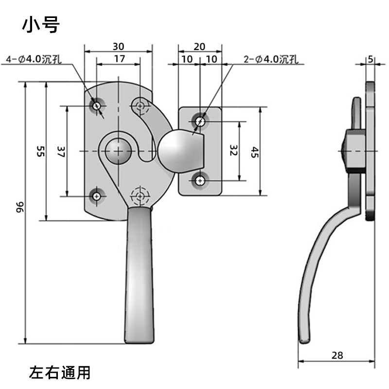 不锈钢304迫紧把手锌合金拉手密封柜专业把手工业设备大拉手专用