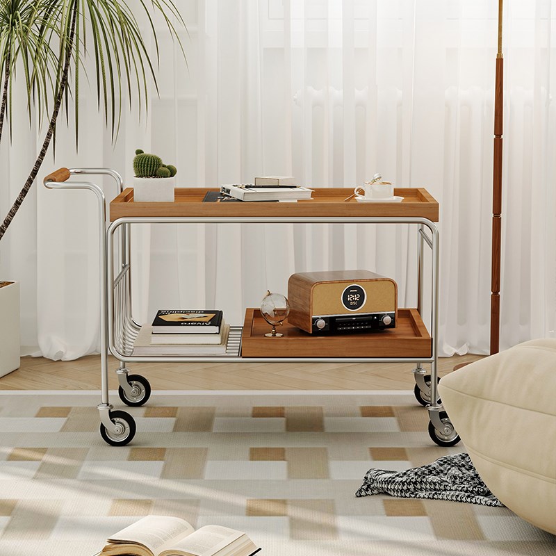 可移动边几家用中古风茶几小推车高级感创意小茶几沙发侧边置物架