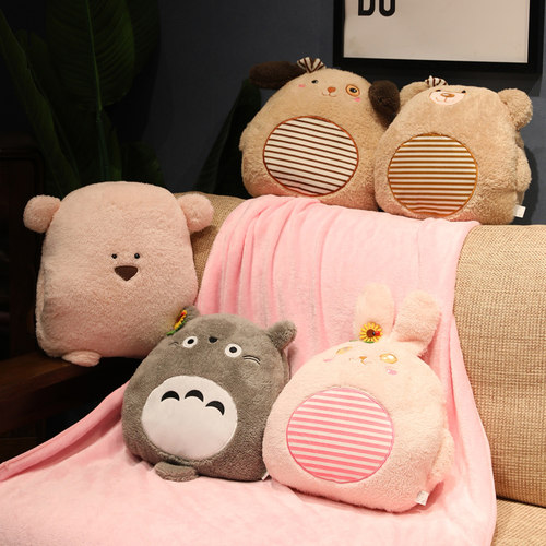 汽车抱枕被子两用二合一毛毯办公室车用午睡枕头空调被可收纳夏季