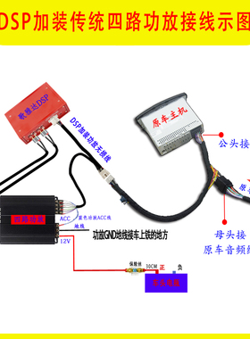 订做汽车DSP加装车载传统四路功放无损安装转接延长线公母纯铜线
