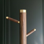 实木落地挂衣架卧室室内家用单杆立式 衣帽架 黑胡桃木轻奢新中式