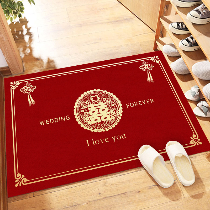 婚房门垫大红色婚庆用品结婚门厅喜字脚垫玄关地垫入户门装饰地毯,居家布艺,家用脚垫,淘宝优惠券,粉丝福利购,淘宝优惠卷