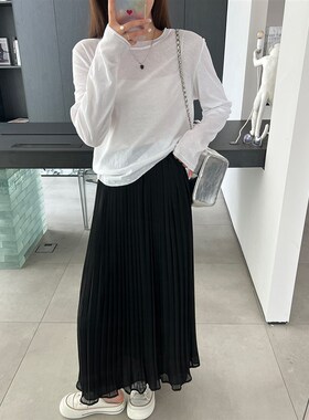 momo大姐姐新款白色雪纺裙半身裙女气质百搭款百褶裙小个子a字裙