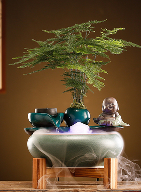 小型流水摆件招财转动摆设办公室创意开业礼品陶瓷客厅送礼品