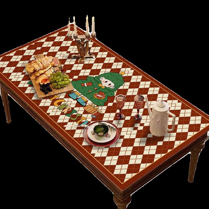 北欧风圣诞新年桌垫防水防油免洗桌布红色喜庆台面垫防烫茶几垫,居家布艺,桌布,淘宝优惠券,粉丝福利购,淘宝优惠卷