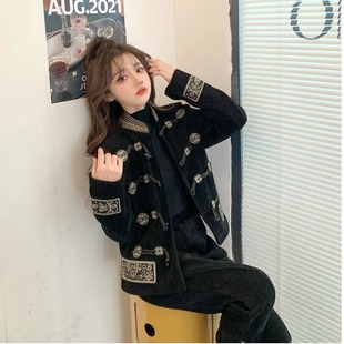 唐装女装中国风套装旗袍女冬民国复古两件套冬装中式外套盘扣上衣