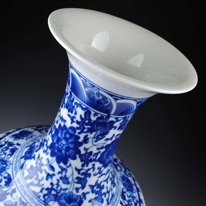 景德镇陶瓷器 高档青花瓷落地大花瓶釉下彩赏瓶 客厅家居装饰摆设