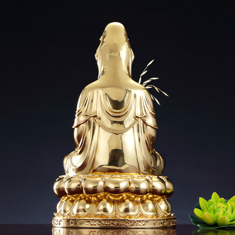 纯铜贴金观音菩萨家用供奉观音佛像南海坐莲观音铜像娑婆三圣摆件,家居饰品,装饰摆件,淘宝优惠券,粉丝福利购,淘宝优惠卷