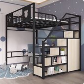 铁艺高架床多功能省空间上床下桌阁楼床小户型单上层双人床铁架床