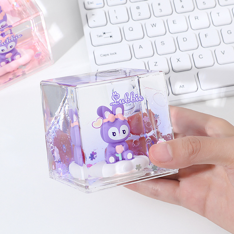 创意可爱紫星兔入油小摆件治愈解压油漏油滴沙漏生日礼物儿童少女