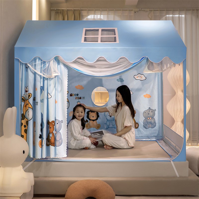 蒙古包蚊帐2023新款家用卧室高级防摔儿童婴儿防止掉床床帘1米5床