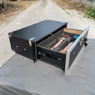 2U/3U木质机柜抽屉带锁带话筒保护棉2支无线麦克风收纳航空箱配件