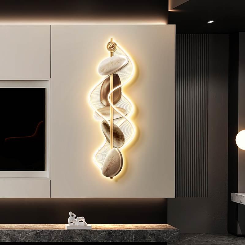 轻奢时来运转玄关装饰画带灯发光走廊尽头挂画客厅墙饰高级感壁画