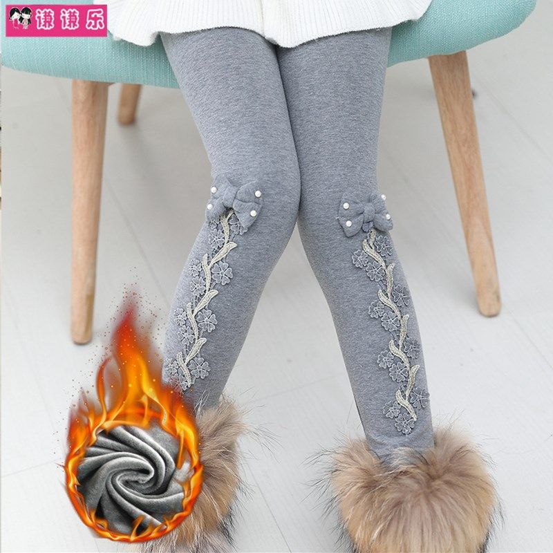 女童纯棉打底裤2023中大童冬装加厚加绒长裤儿童装保暖修身裤包邮