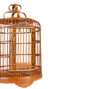 生头画眉鸟笼竹贵州鸟笼子雕刻龙手工大号老竹制四川川笼八哥鸟