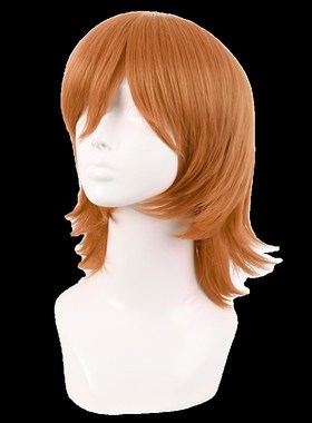 潼漫 cos假发女短发万用金桔金橙色40CM加长反翘狼尾高温丝全头套