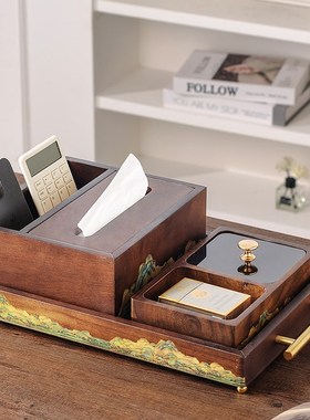 新中式实木盘子摆件客厅电视柜酒柜装饰品家居博古架玄关乔迁礼物