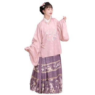 【月兔】汉服女明制绣花圆领大襟马面裙琵琶袖中国风古装秋冬款式
