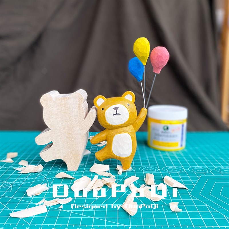 多帕奇 卡通立体小木雕diy纯手工材料包免锯切椴木半成品外形动物
