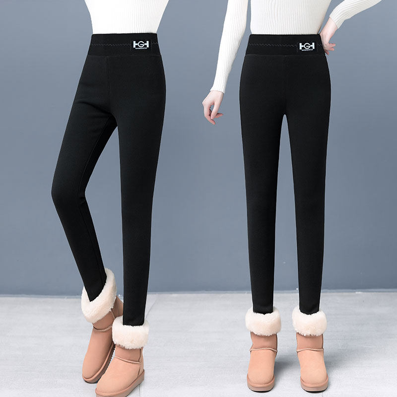 羊羔绒女士秋冬2022年新款加绒加厚弹力打底裤保暖裤外穿加绒裤子
