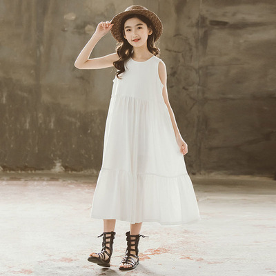 女童夏季连衣裙2025新款中大童海边裙子氛围感洋气文艺长裙背心裙