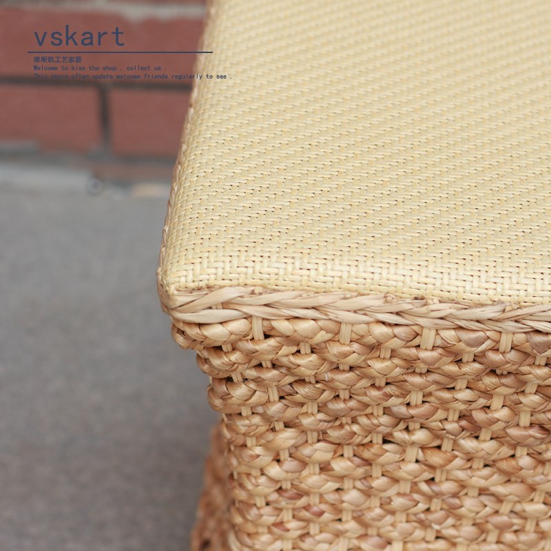 藤编凳子家用小户型客厅阳台方凳小板凳创意化妆凳新中式网红矮凳