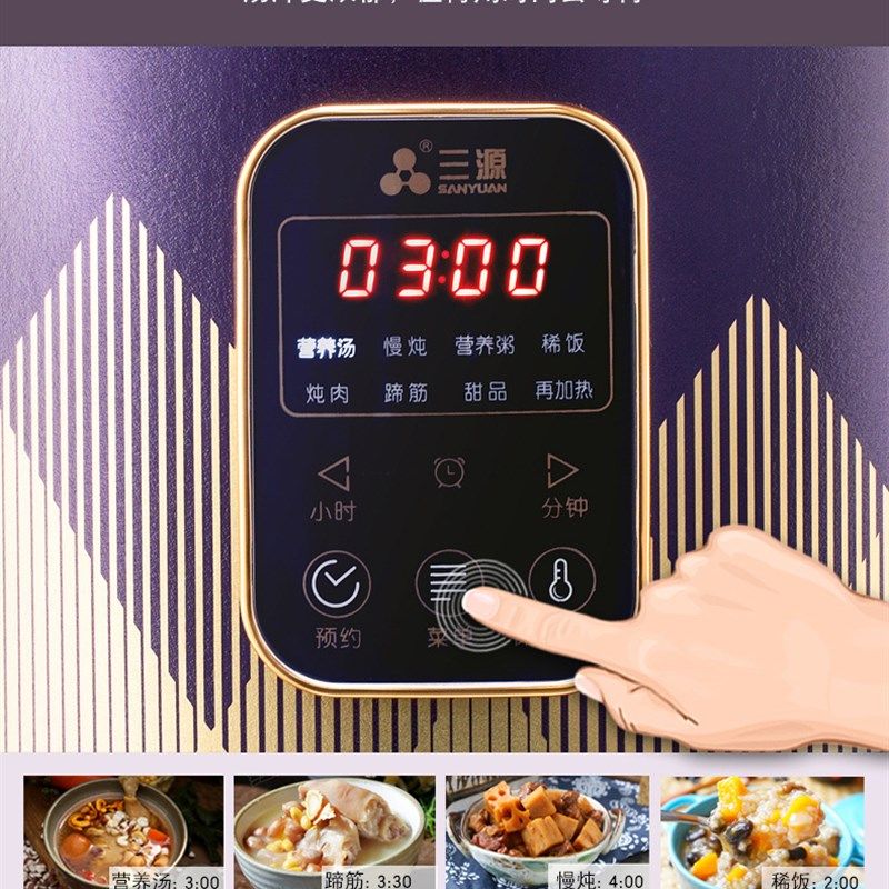 三源紫砂4L/5L/6L/8L电炖锅紫砂汤煲全自动大功率煲汤煮粥多功能