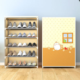 多层简易布罩带拉链鞋架家用经济型组装宿舍防尘收纳省空间鞋柜