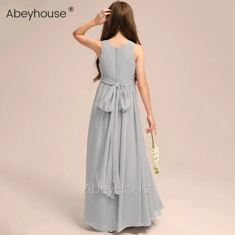 中大童钢琴演出服高级灰女童晚礼服节目主持服夏季高端雪纺公主裙